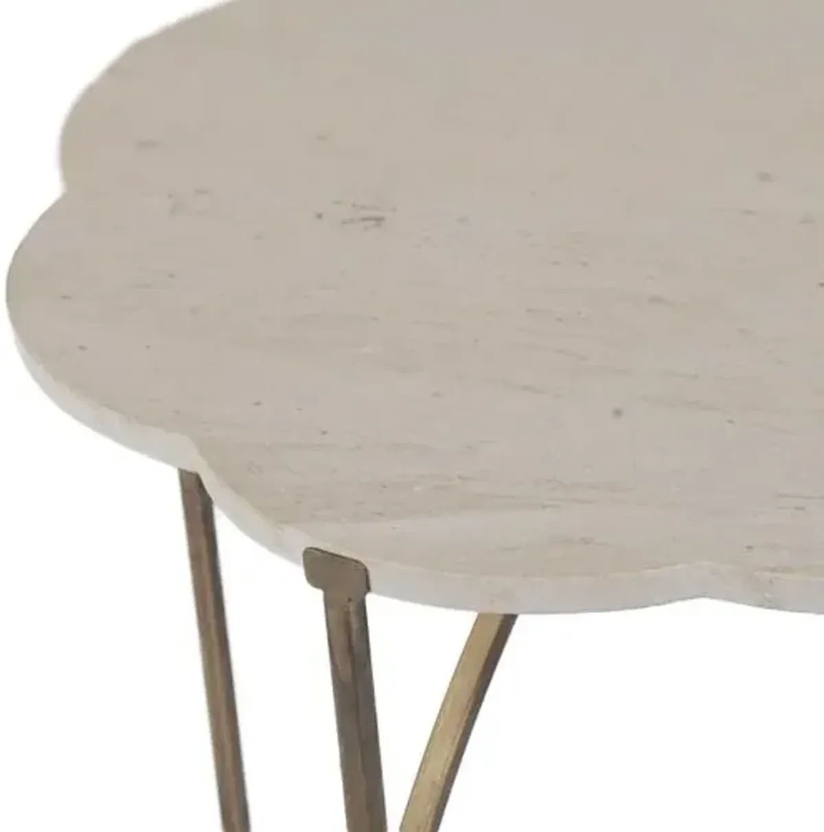 Gillian Flower Side Table - Antique Gold/Natural Limestone - Gabby