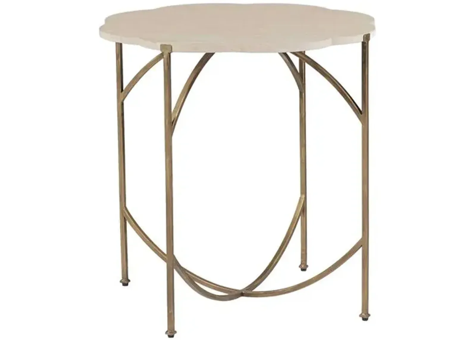 Gillian Flower Side Table - Antique Gold/Natural Limestone - Gabby