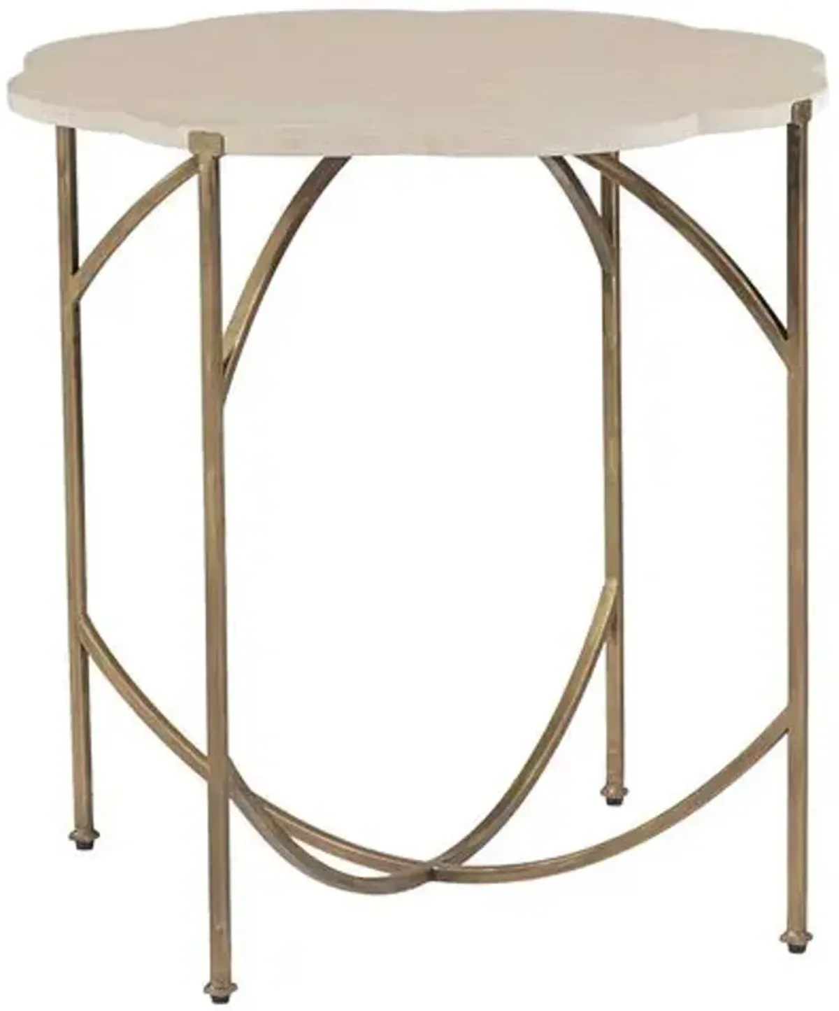 Gillian Flower Side Table - Antique Gold/Natural Limestone - Gabby