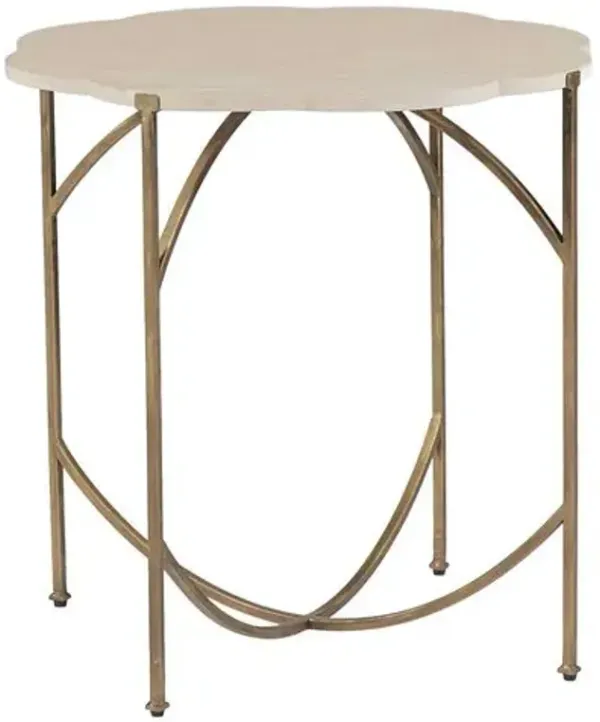 Gillian Flower Side Table - Antique Gold/Natural Limestone - Gabby