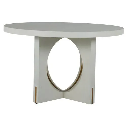 Sheila 50" Round Dining Table - Cerused White/Stained Gold - Gabby