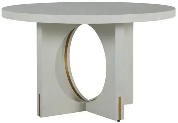 Sheila 50" Round Dining Table, Cerused White/Stained Gold