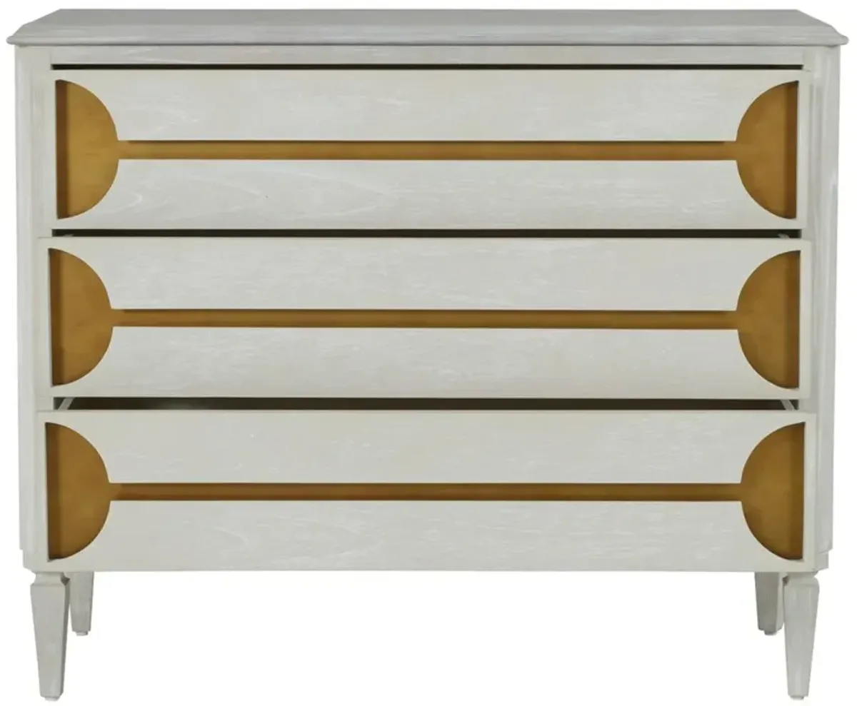 Kaitlin 3-Drawer Chest, Stained Brass/Cerused White
