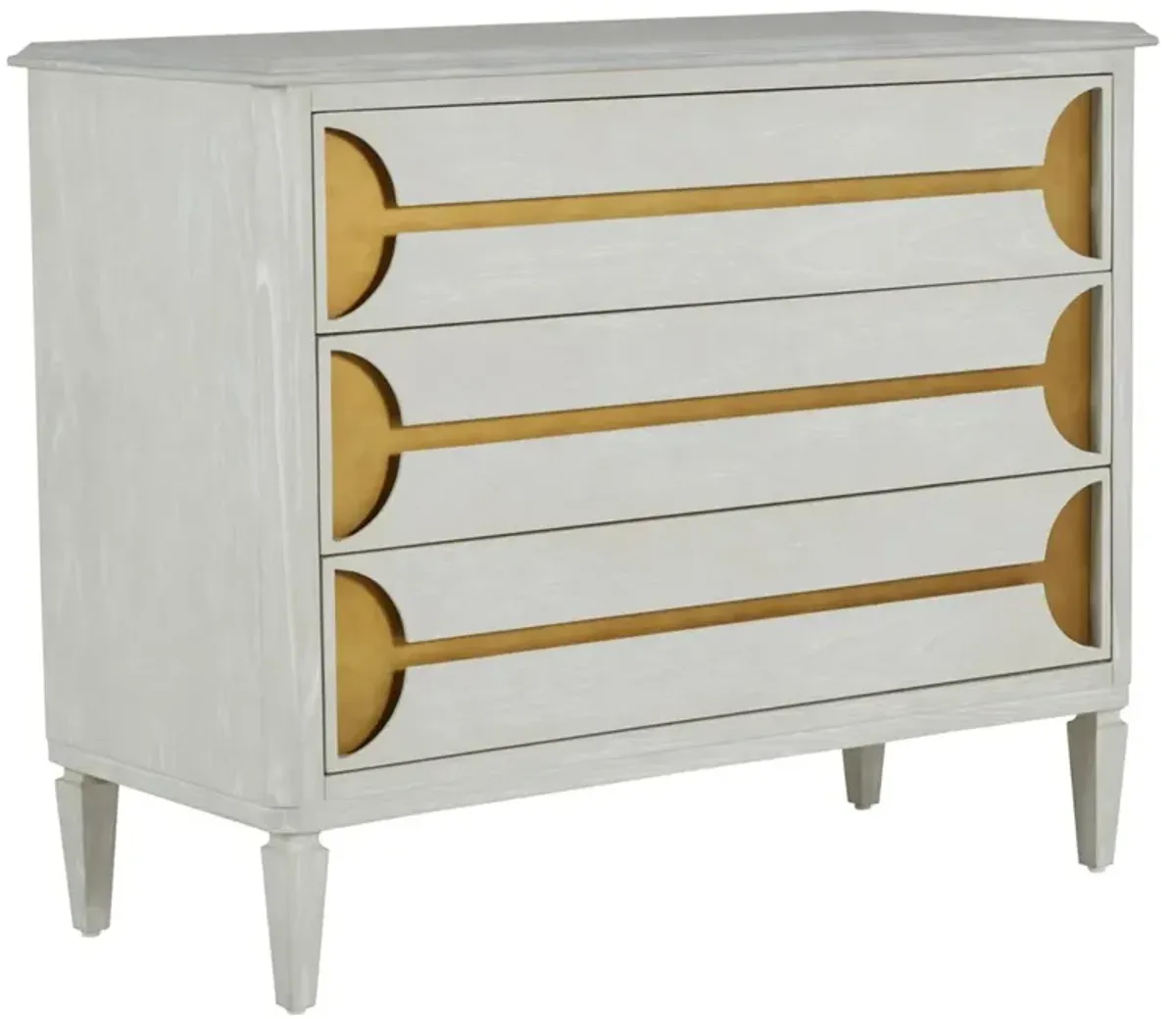 Kaitlin 3-Drawer Chest, Stained Brass/Cerused White