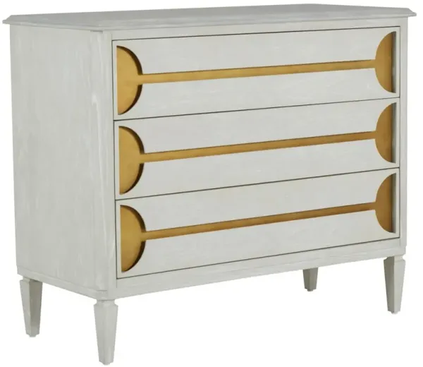 Kaitlin 3-Drawer Chest, Stained Brass/Cerused White