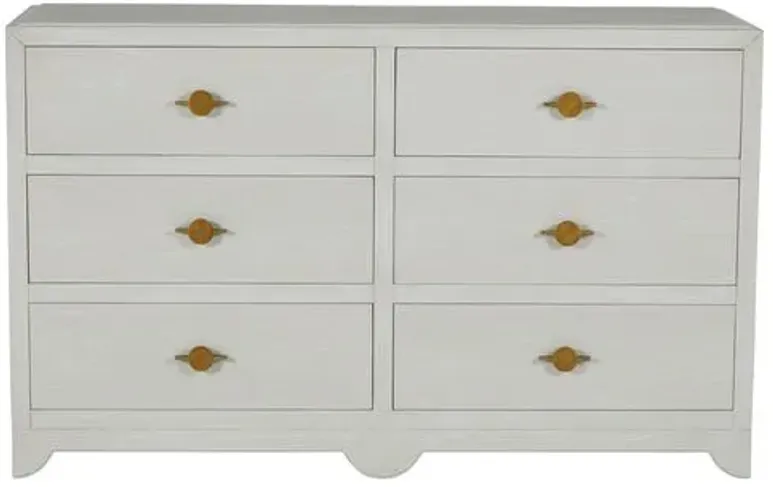 Fairmont 6-Drawer Dresser - Cerused White/Stained Gold - Gabby