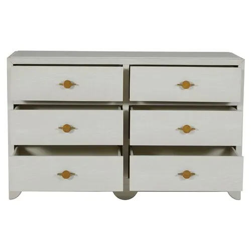 Fairmont 6-Drawer Dresser - Cerused White/Stained Gold - Gabby