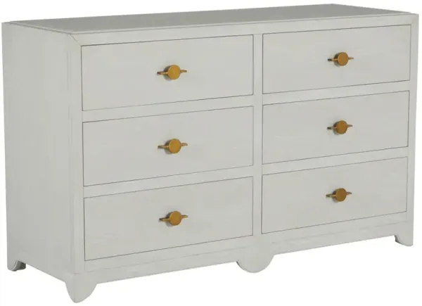 Fairmont 6-Drawer Dresser, Cerused White/Stained Gold