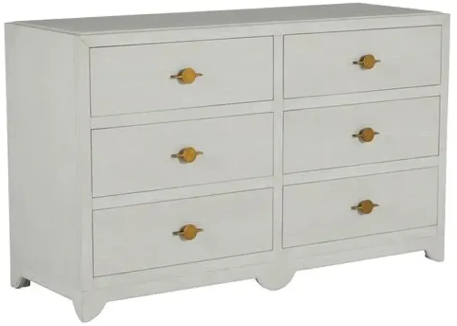 Fairmont 6-Drawer Dresser - Cerused White/Stained Gold - Gabby