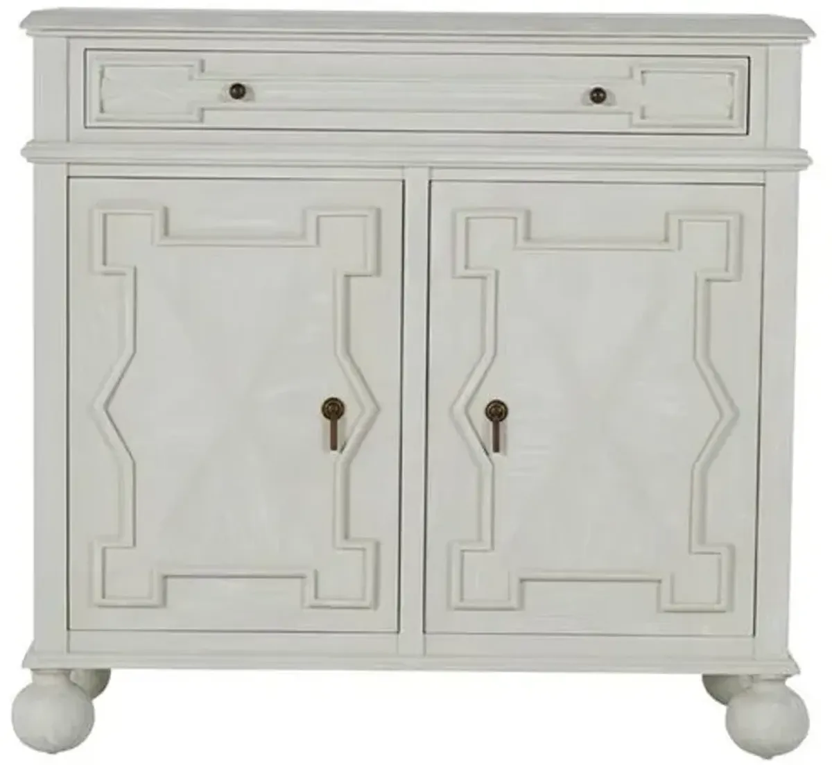 Ezekiel 2-Door Cabinet - Cerused Ash/Antique Bronze - Gabby - White