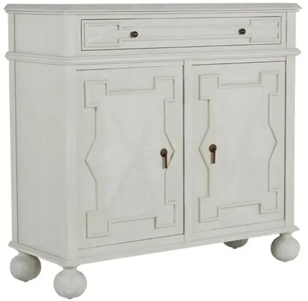 Ezekiel 2-Door Cabinet - Cerused Ash/Antique Bronze - Gabby - White