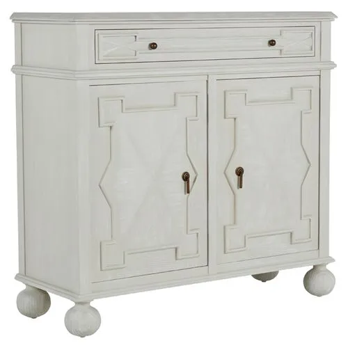 Ezekiel 2-Door Cabinet - Cerused Ash/Antique Bronze - Gabby - White