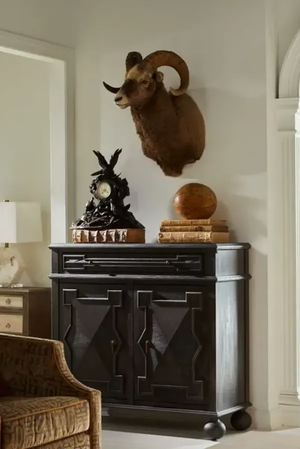 Ezekiel 2-Door Cabinet, Cerused Forest Black/Antique Bronze