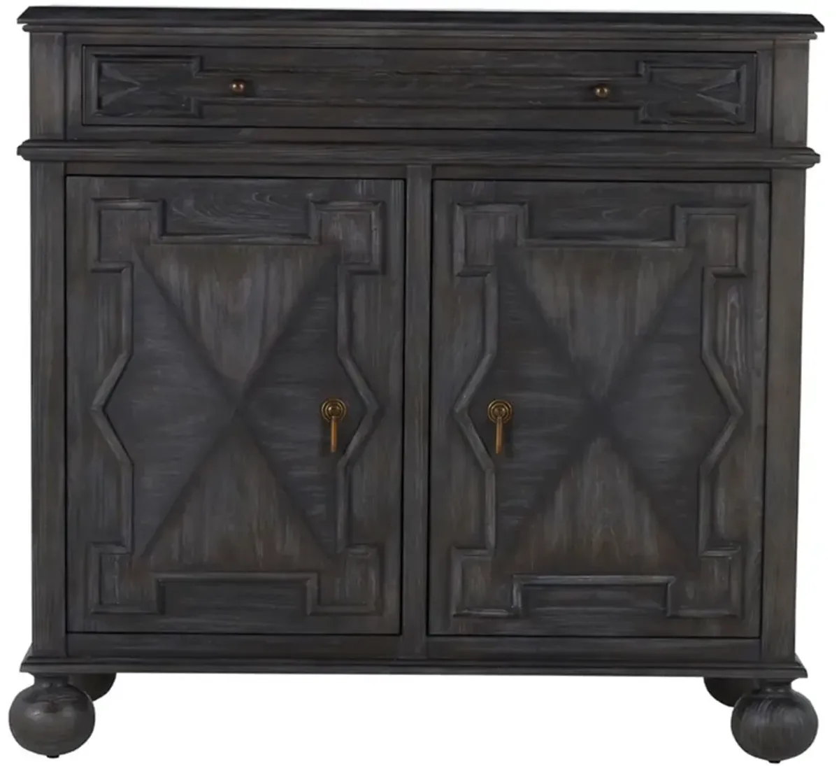 Ezekiel 2-Door Cabinet, Cerused Forest Black/Antique Bronze