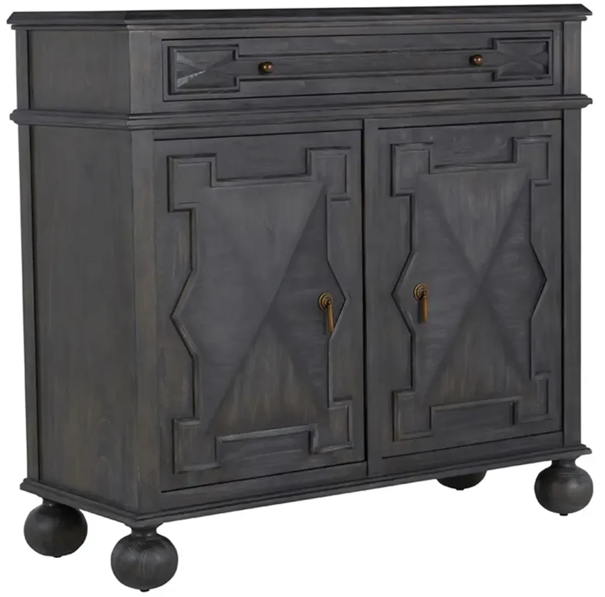 Ezekiel 2-Door Cabinet, Cerused Forest Black/Antique Bronze