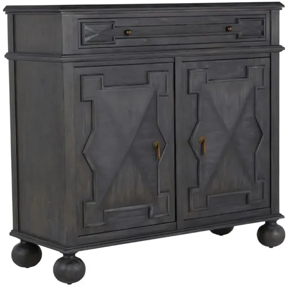 Ezekiel 2-Door Cabinet, Cerused Forest Black/Antique Bronze