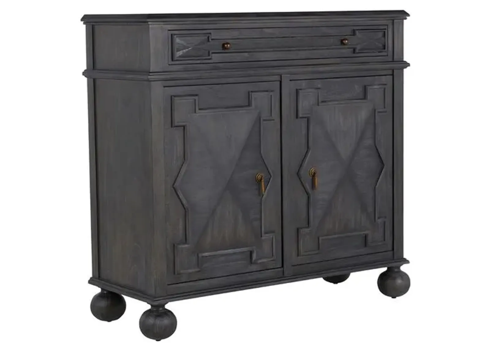 Ezekiel 2-Door Cabinet - Cerused Forest Black/Antique Bronze - Gabby