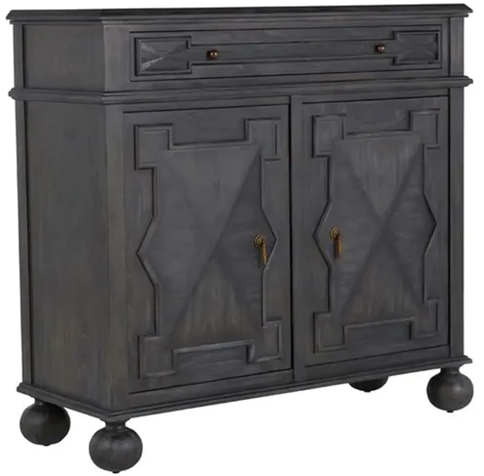 Ezekiel 2-Door Cabinet - Cerused Forest Black/Antique Bronze - Gabby