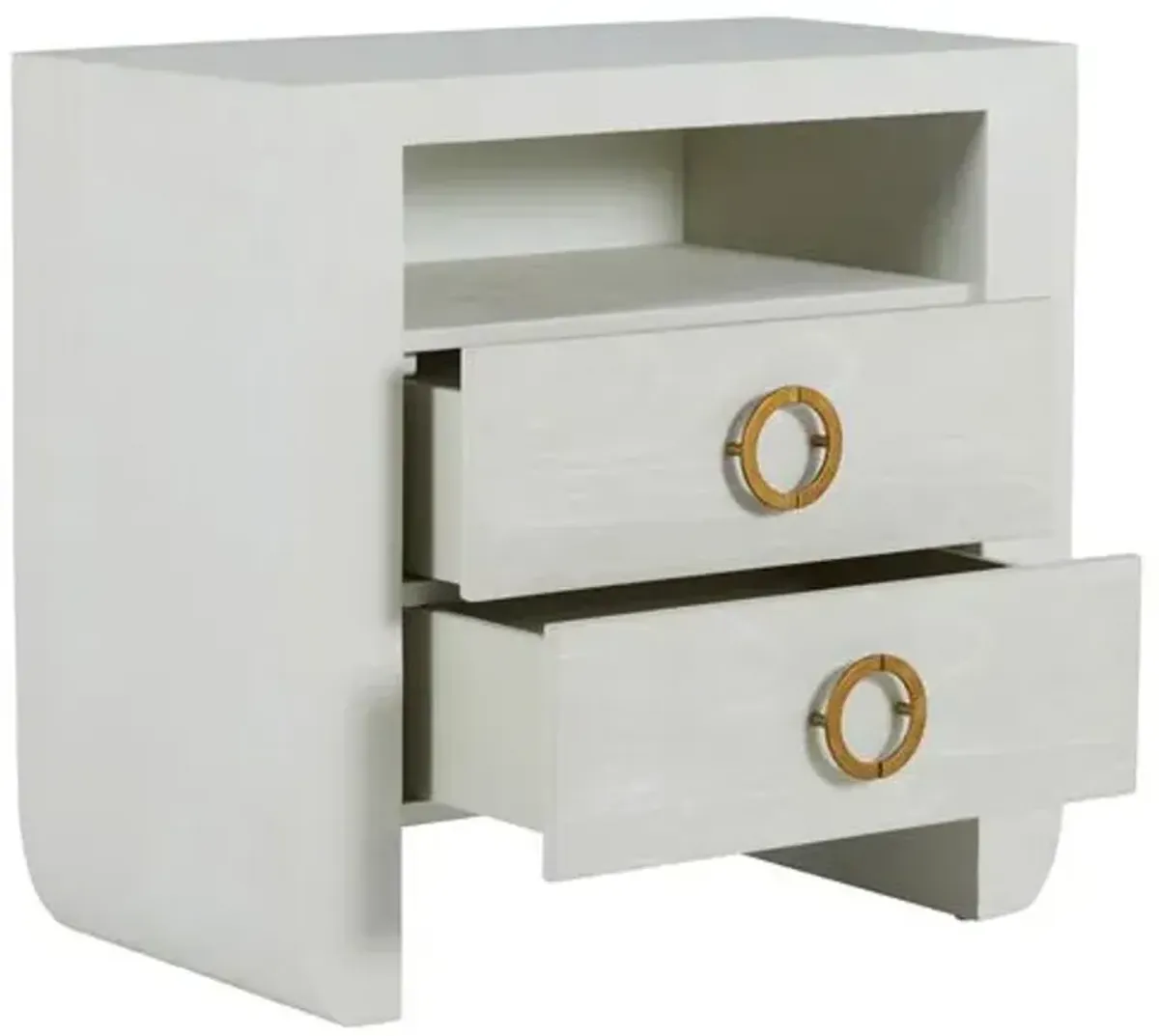 Sherie Cerused 2-Drawer Nightstand - White/Gold - Gabby