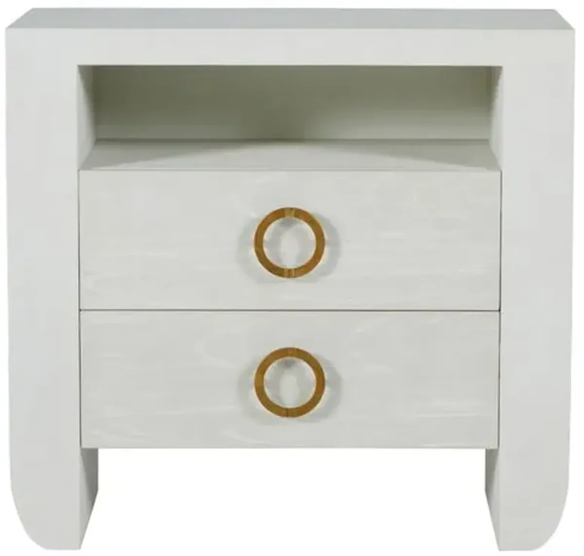 Sherie Cerused 2-Drawer Nightstand - White/Gold - Gabby