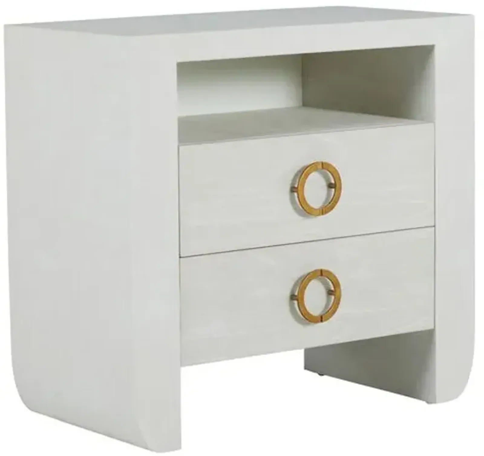 Sherie Cerused 2-Drawer Nightstand - White/Gold - Gabby