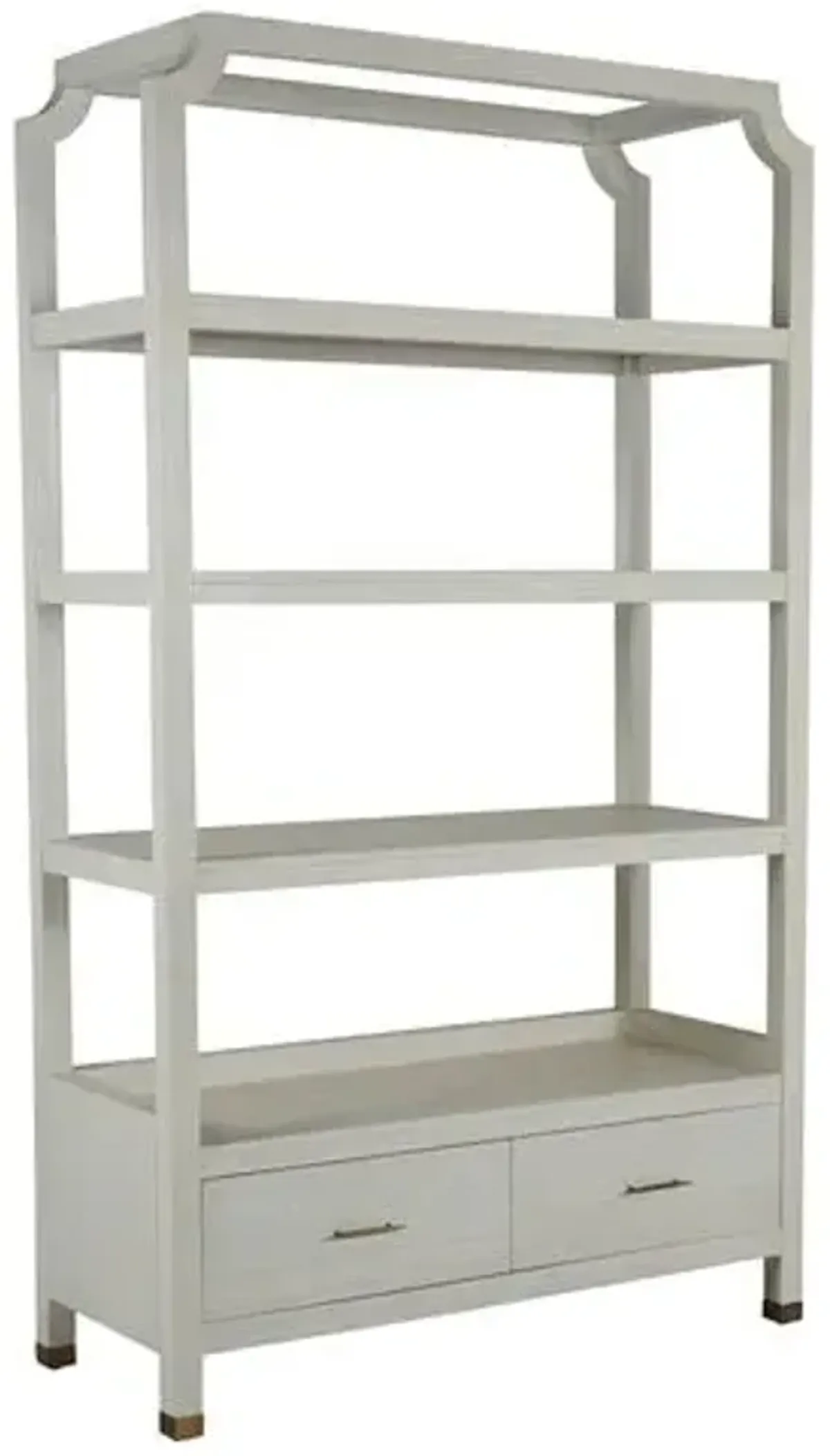 Crest Cerused Bookcase - White/Stained Brass - Gabby