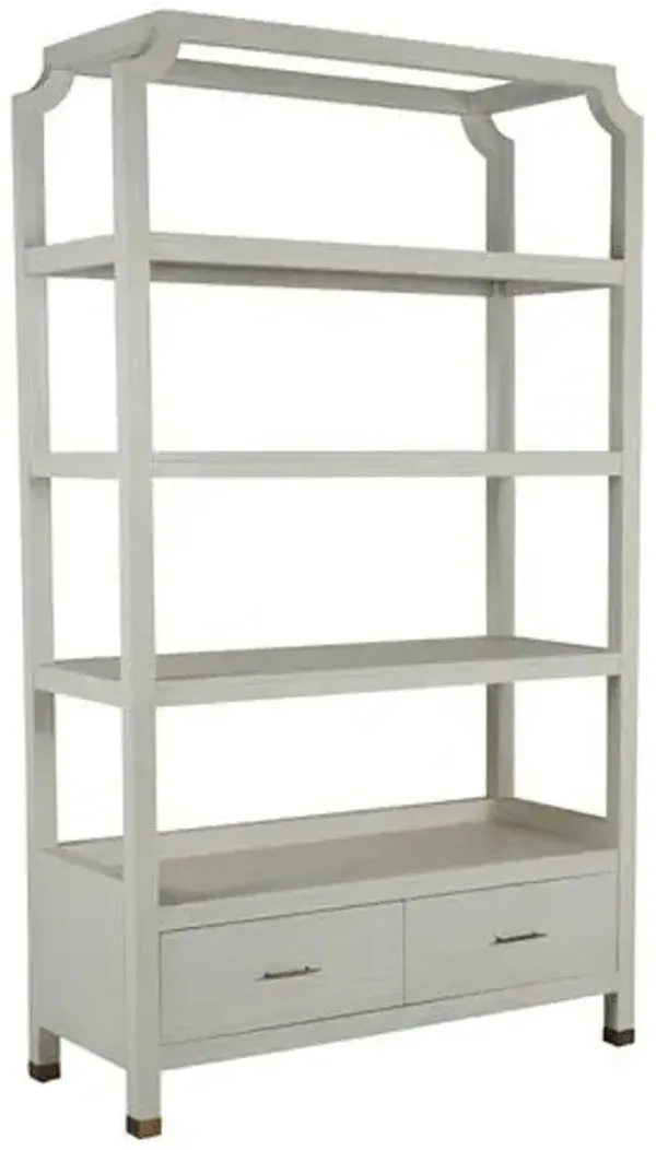 Crest Cerused Bookcase - White/Stained Brass - Gabby