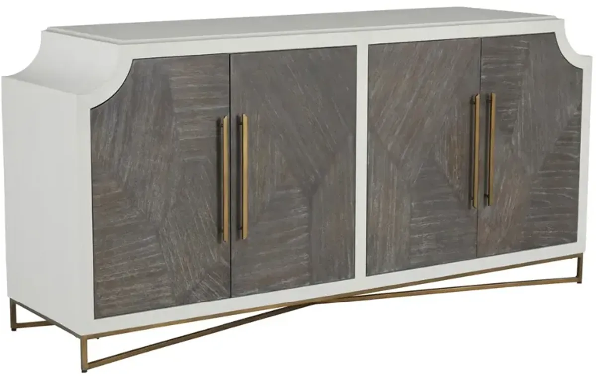 Kirsten Cerused Cabinet, White/Coal