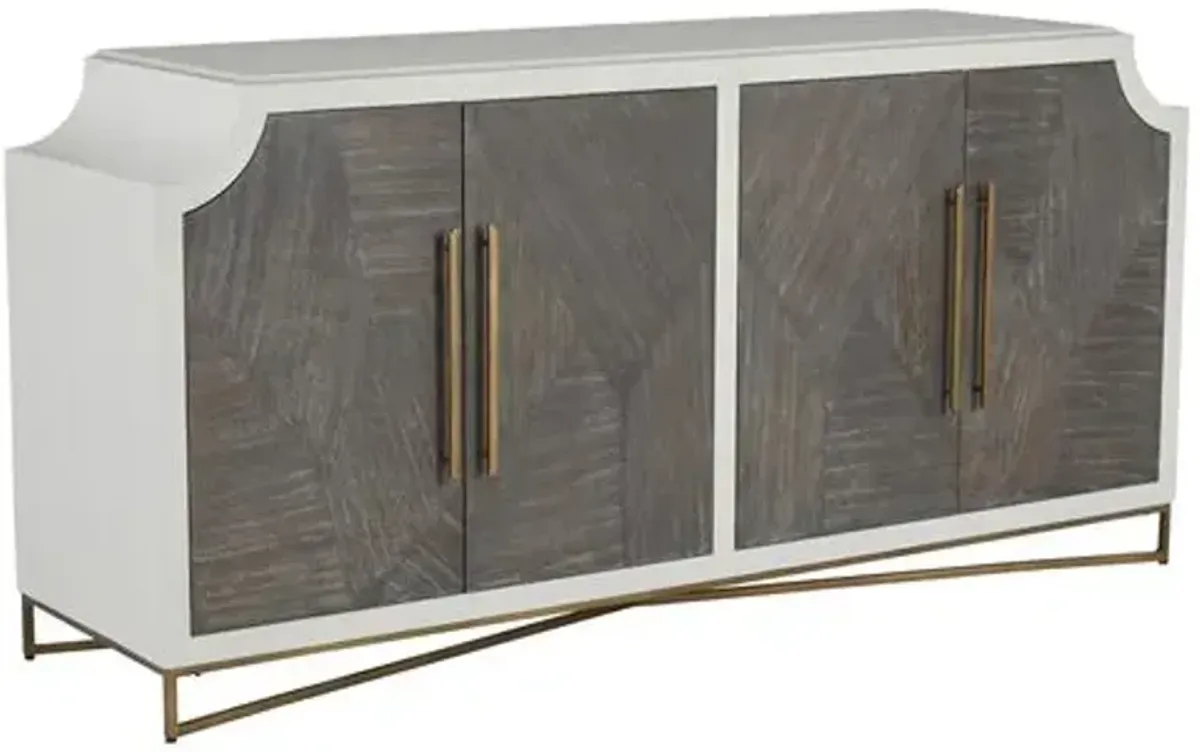 Kirsten Cerused Cabinet - White/Coal - Gabby