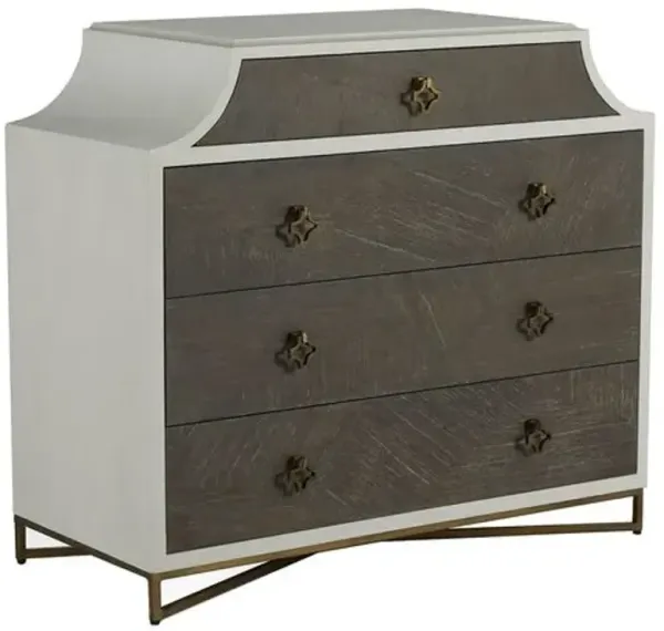 Kirsten 4-Drawer Chest - Cerused White/Coal - Gabby - Brown