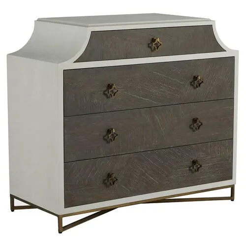 Kirsten 4-Drawer Chest - Cerused White/Coal - Gabby - Brown