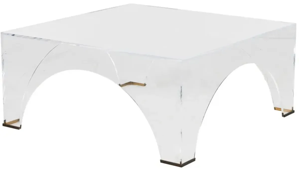 Cindy Square Coffee Table, Clear Acrylic/Brushed Brass