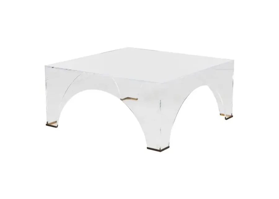 Cindy Square Coffee Table - Clear Acrylic/Brushed Brass - Gabby