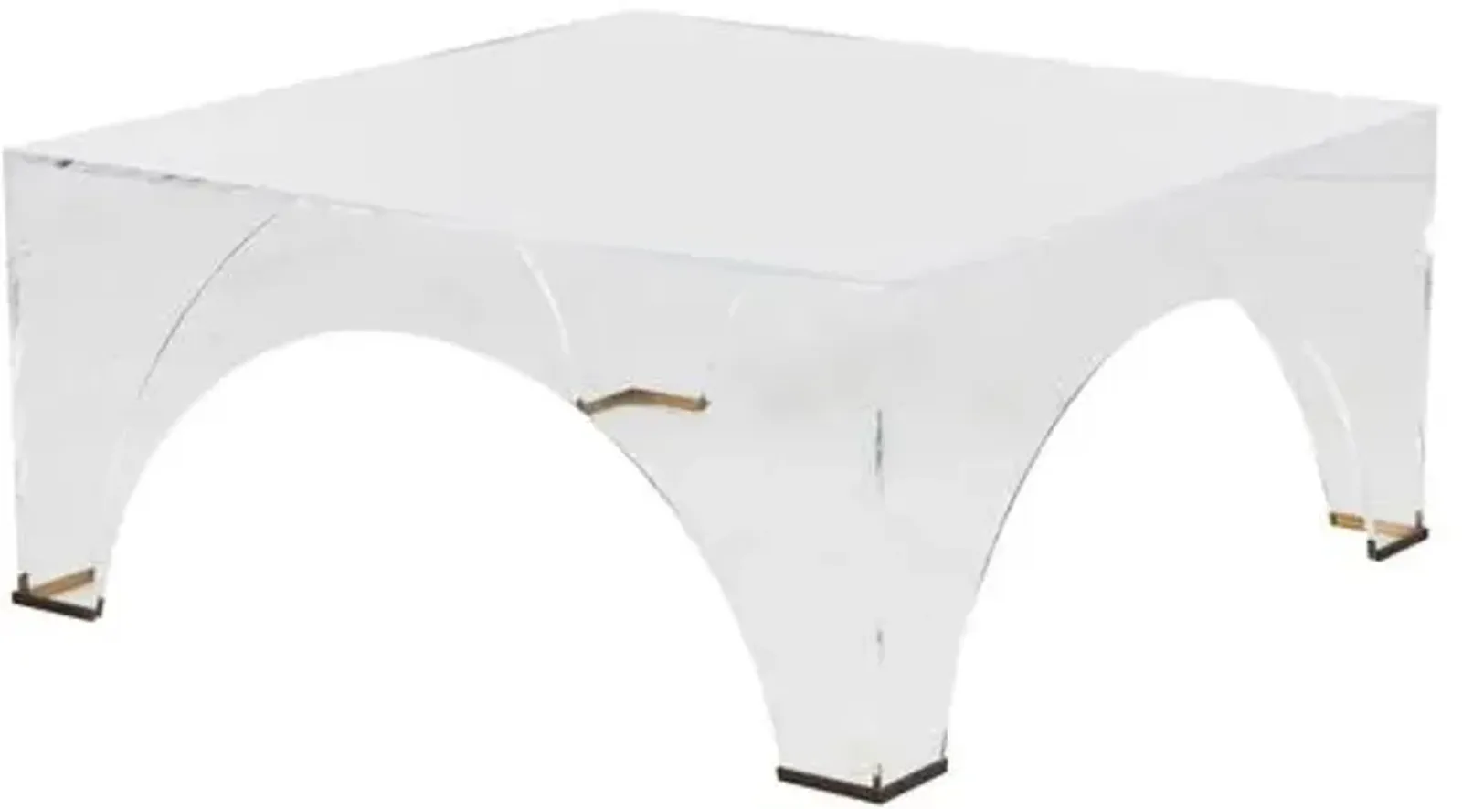 Cindy Square Coffee Table - Clear Acrylic/Brushed Brass - Gabby