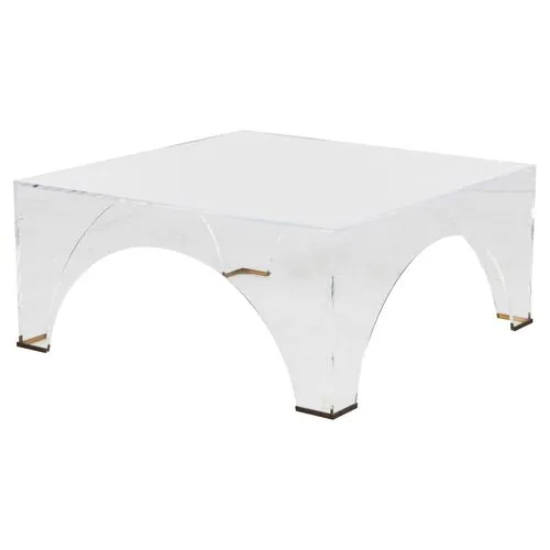 Cindy Square Coffee Table - Clear Acrylic/Brushed Brass - Gabby