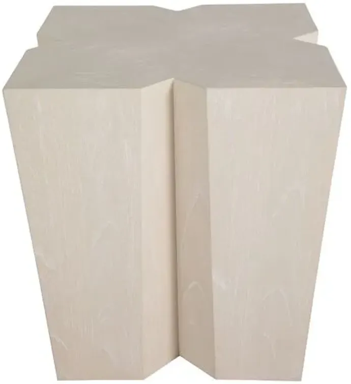 Arthur Cerused Side Table - White - Gabby