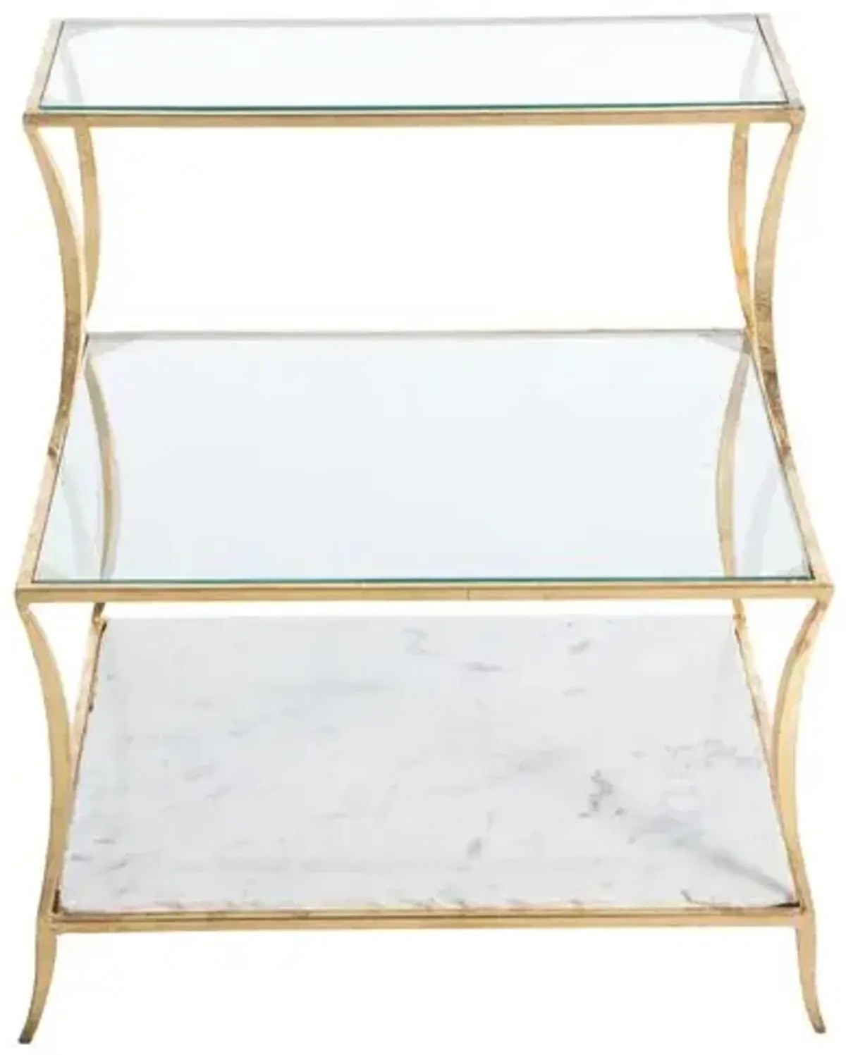 Hirsch Tiered Side Table - Gold/Specked White Marble - Gabby