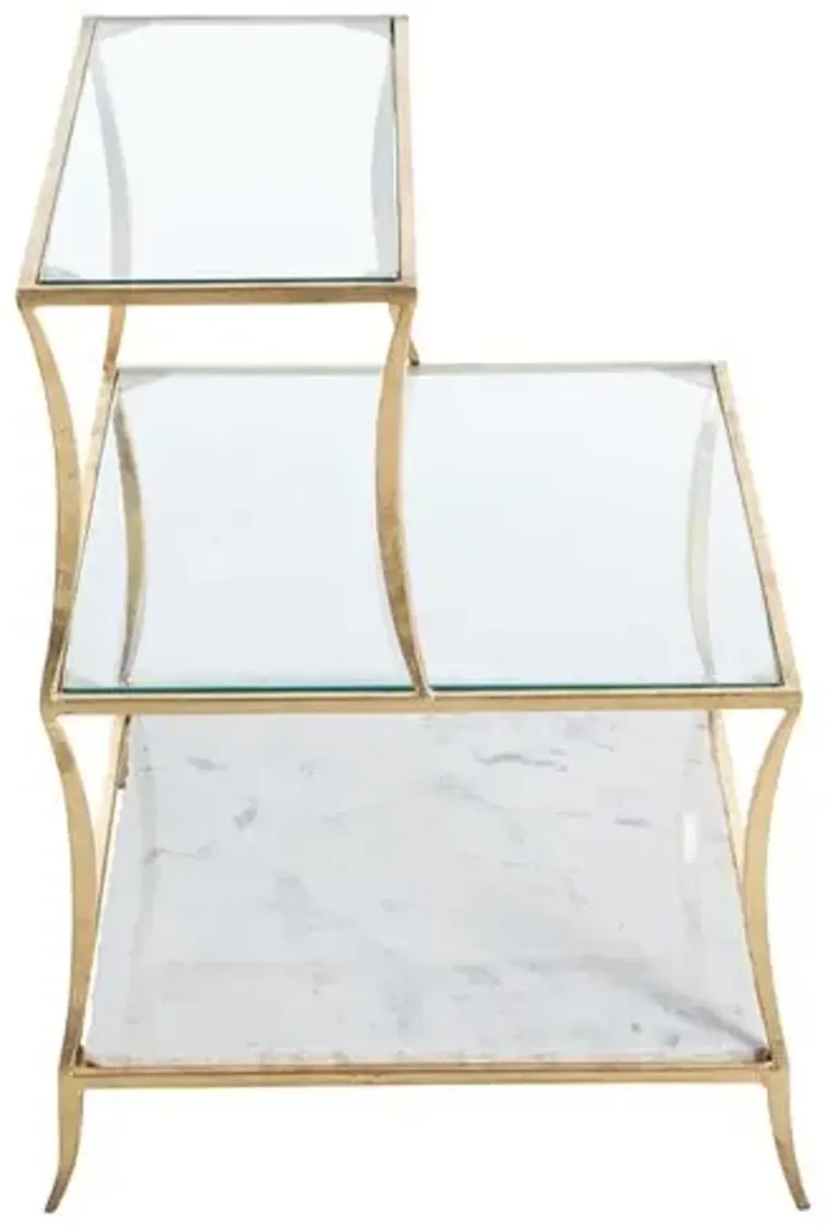 Hirsch Tiered Side Table - Gold/Specked White Marble - Gabby