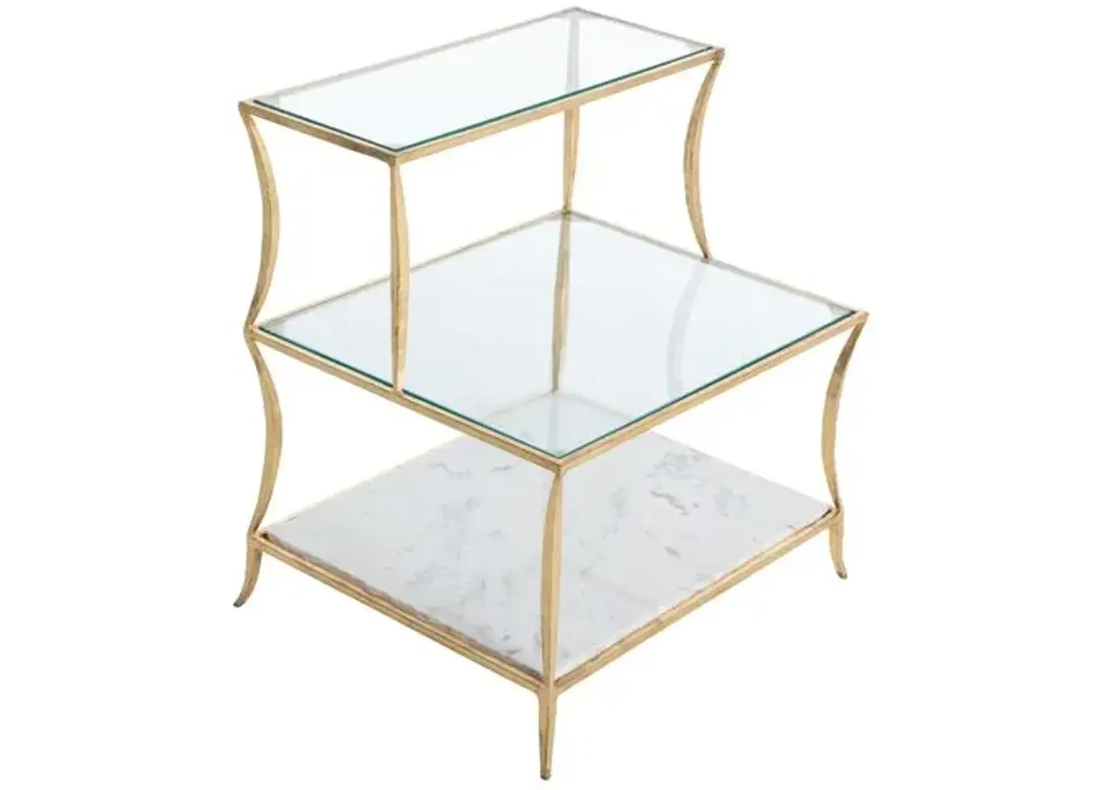 Hirsch Tiered Side Table - Gold/Specked White Marble - Gabby