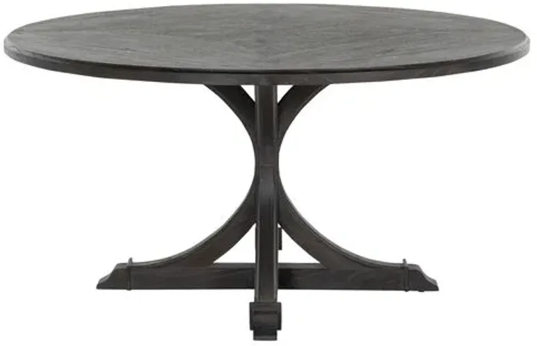 Adams Round 60" Dining Table - Cerused Forest Black - Gabby