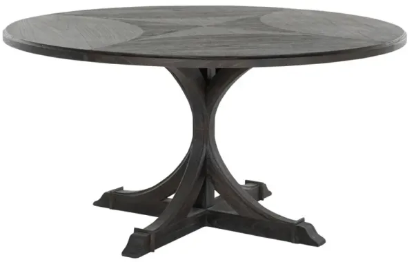 Adams Round 60" Dining Table - Cerused Forest Black - Gabby