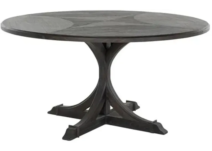 Adams Round 60" Dining Table - Cerused Forest Black - Gabby