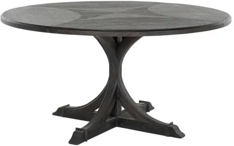 Adams Round 60" Dining Table - Cerused Forest Black - Gabby