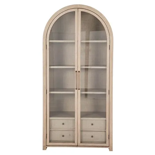 Elsa Tall Arched Cabinet - Blonde Natural - Gabby - Handcrafted - Beige