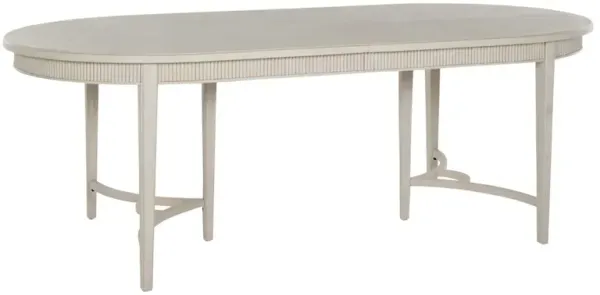 Whitlock 86-106" Oval Extension Dining Table - Distressed Cream - Gabby