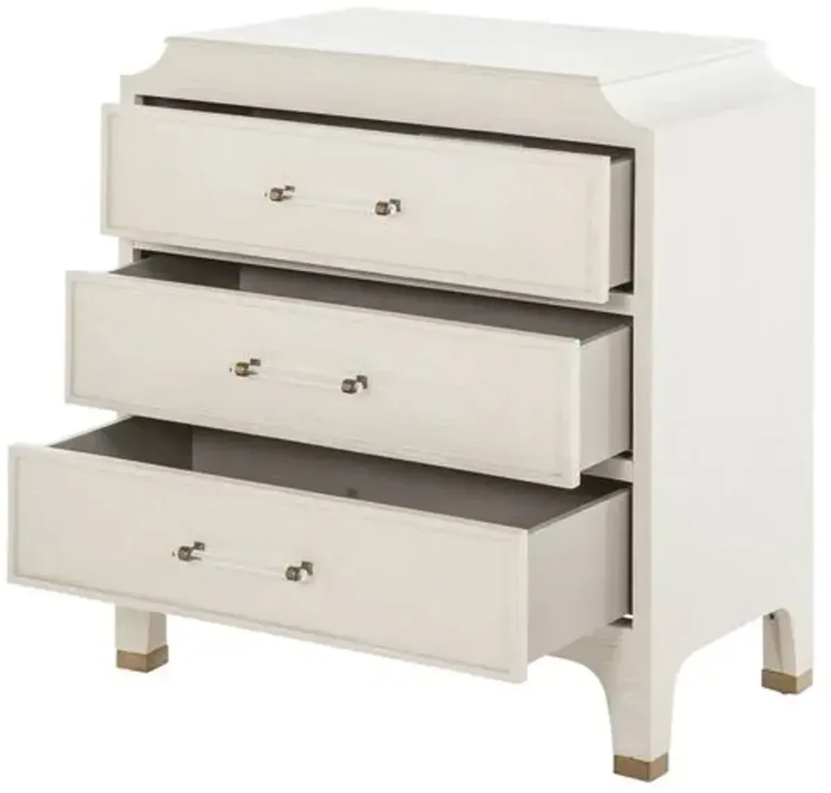 Alexandra Cerused 3-Drawer Chest - White/Gold - Gabby - Handcrafted