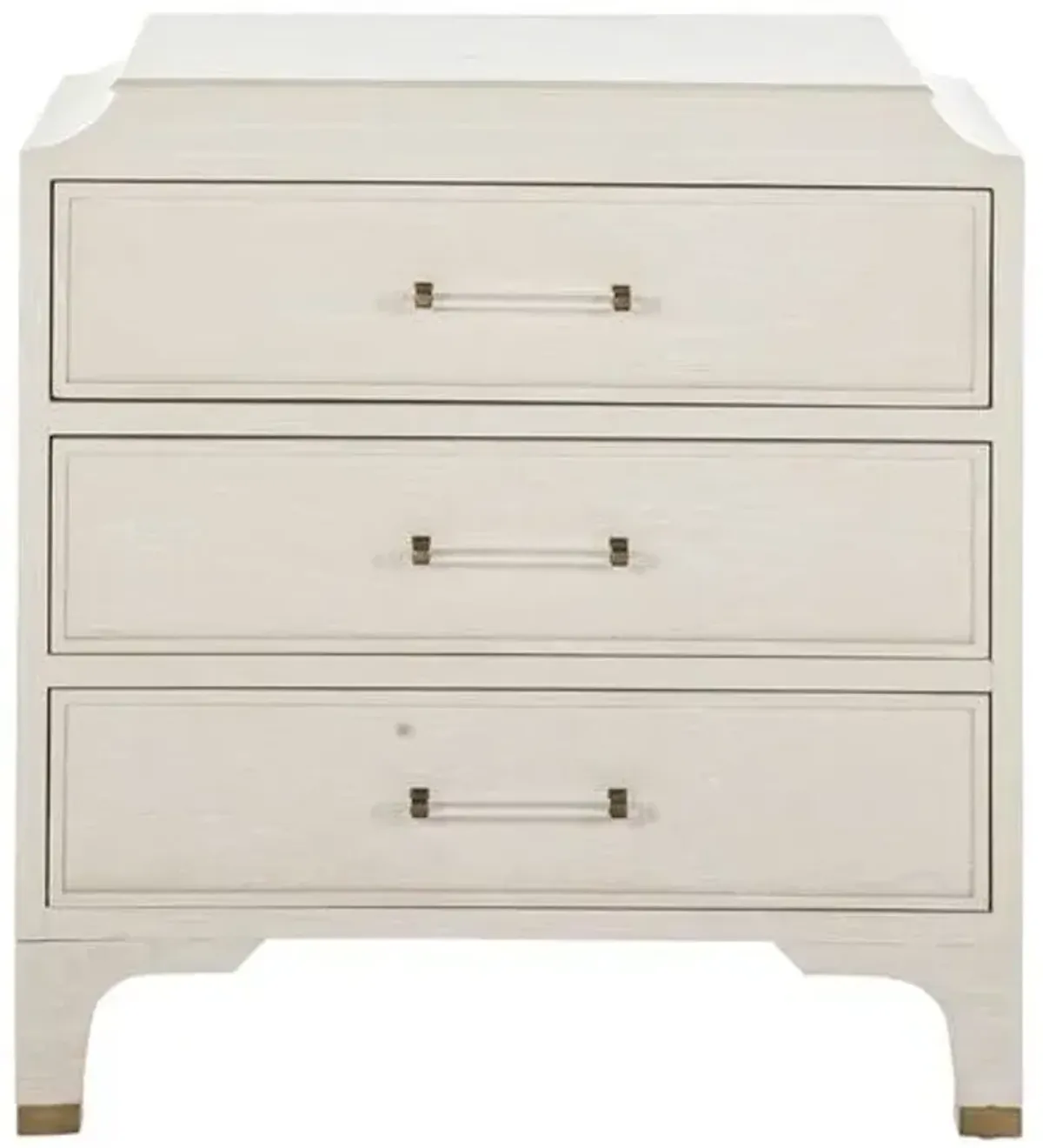 Alexandra Cerused 3-Drawer Chest - White/Gold - Gabby - Handcrafted