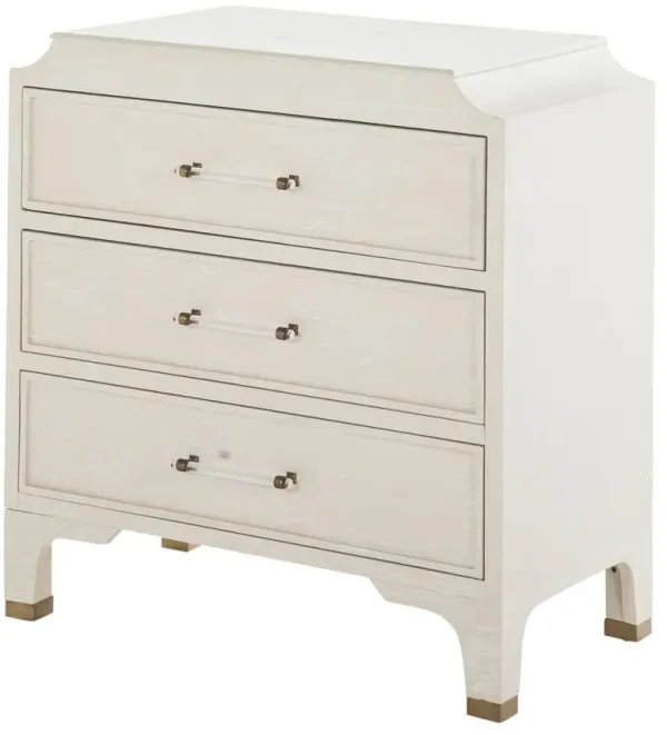 Alexandra Cerused 3-Drawer Chest, White/Gold