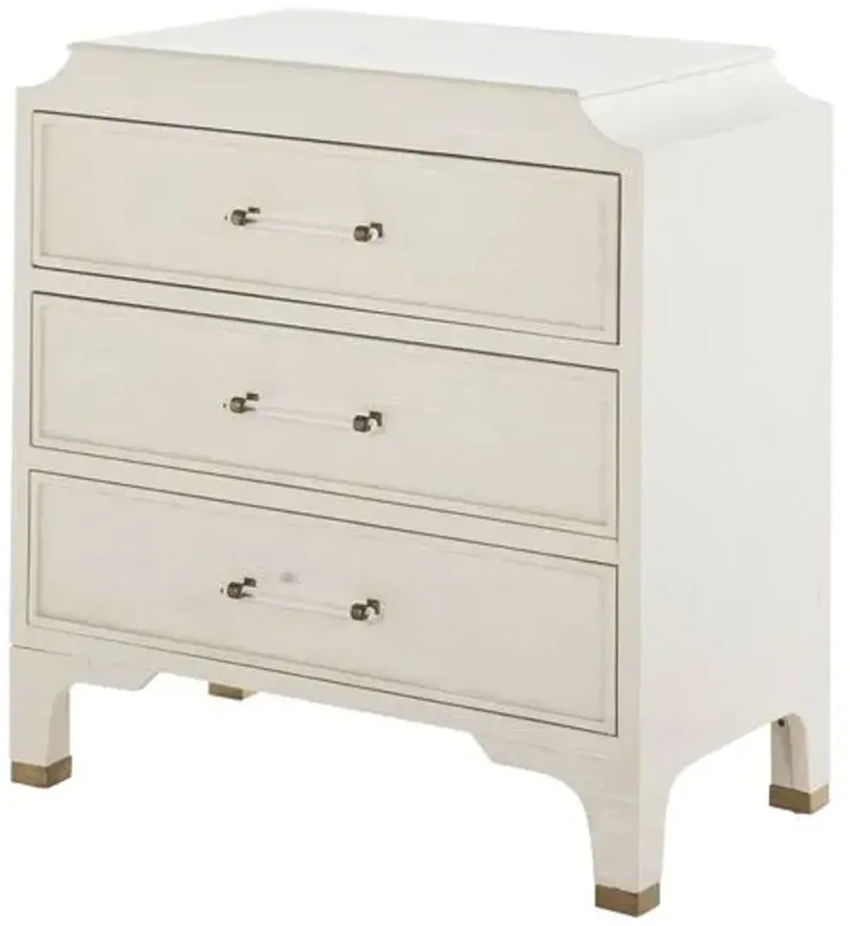 Alexandra Cerused 3-Drawer Chest - White/Gold - Gabby - Handcrafted