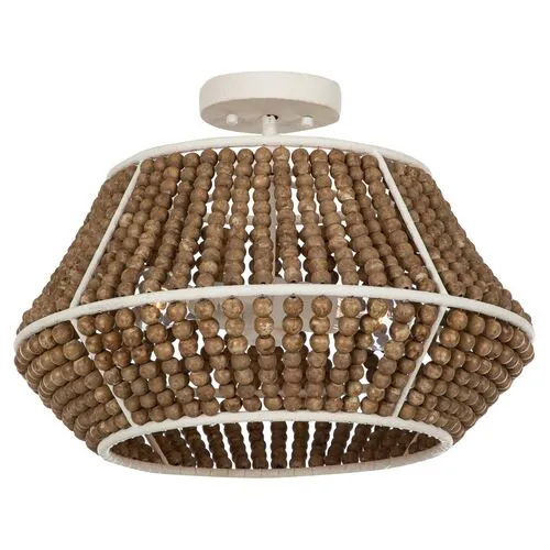 Gilmer Semi-Flush Mount - Beige Washed Wood - Gabby - Brown